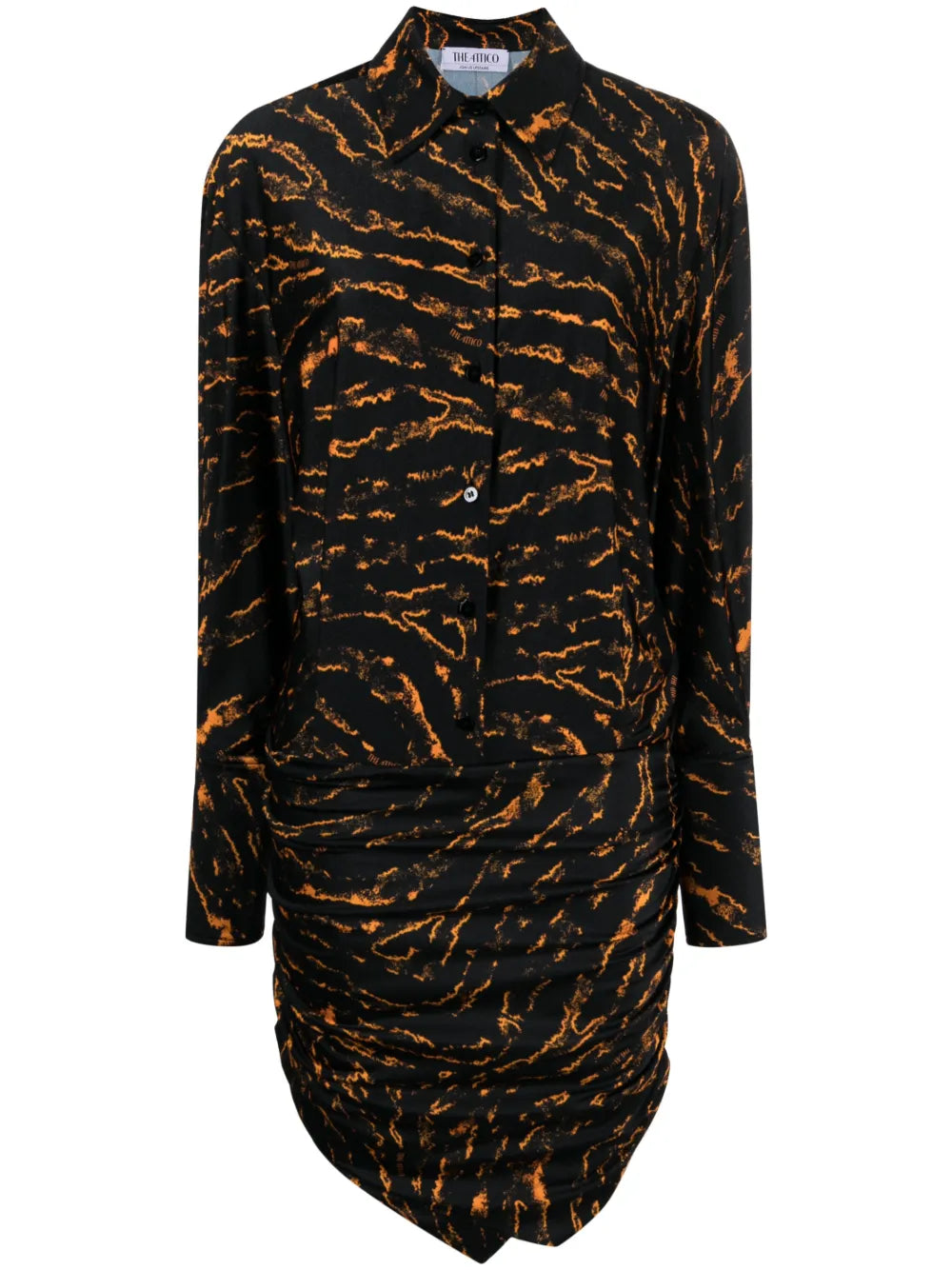 Abstract-Patterned Shirt Dress
