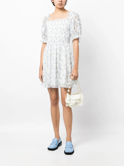 Floral-Print Shirred Minidress