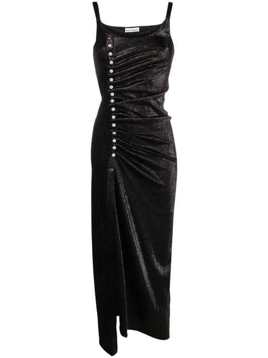 Stud-Detailed Metallic Maxi Dress