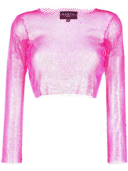 Rhinestone-Embellished Cropped Top