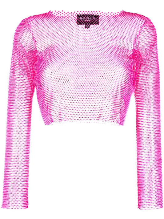 Rhinestone-Embellished Cropped Top