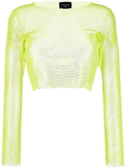 Rhinestone-Embellished Cropped Top