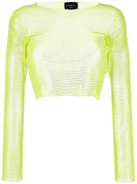 Rhinestone-Embellished Cropped Top