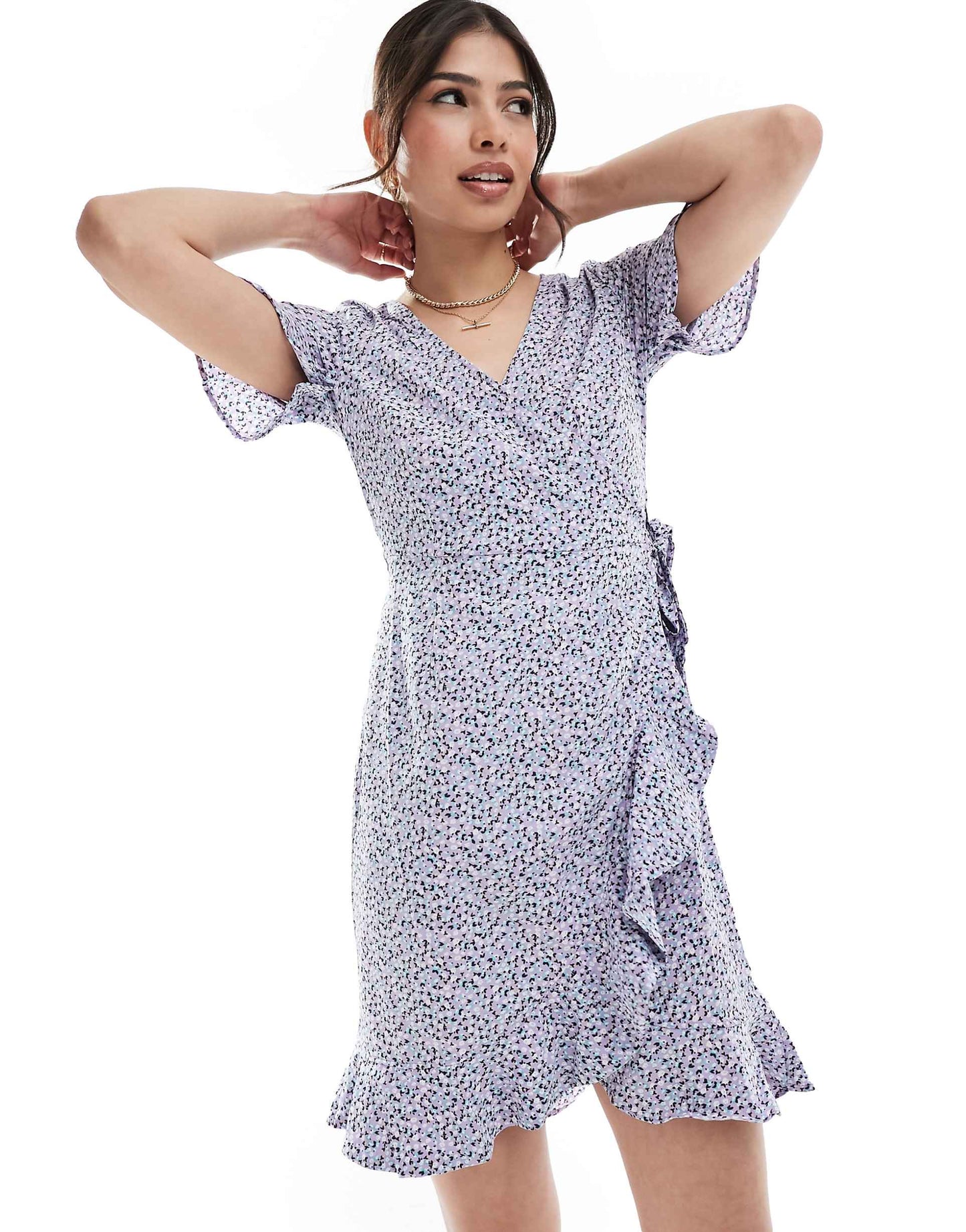 Frill Wrap Mini Dress