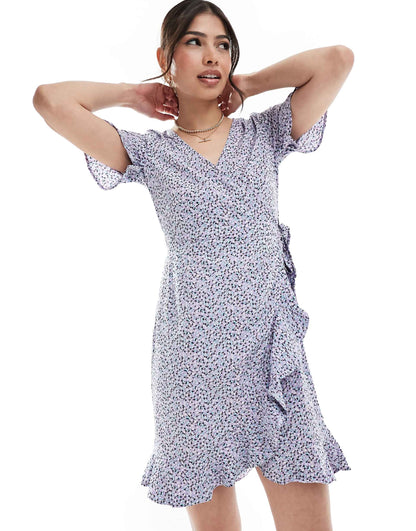 Frill Wrap Mini Dress
