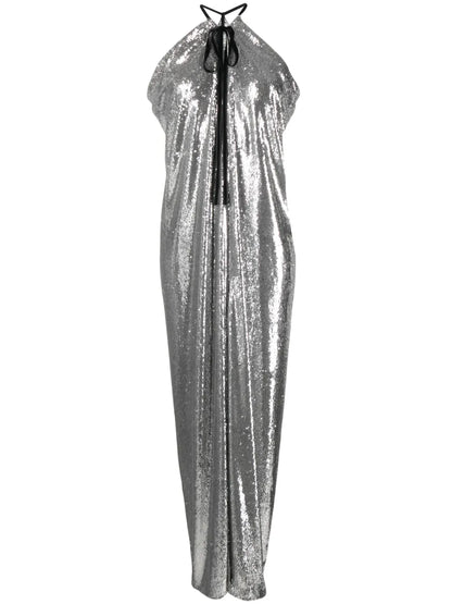 Halterneck Sequined Maxi Dress