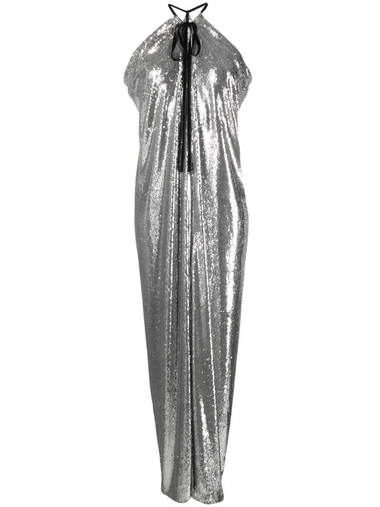 Halterneck Sequined Maxi Dress