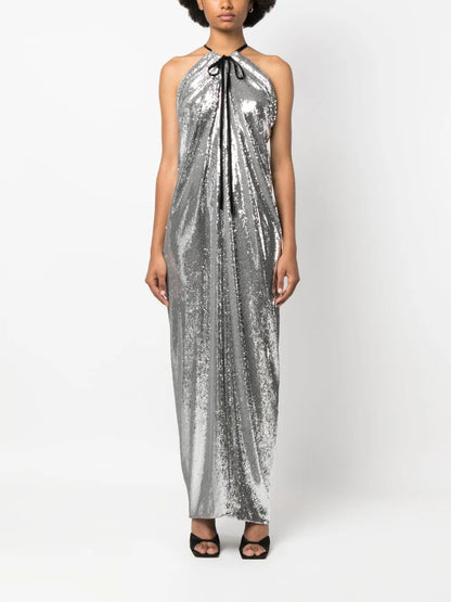 Halterneck Sequined Maxi Dress