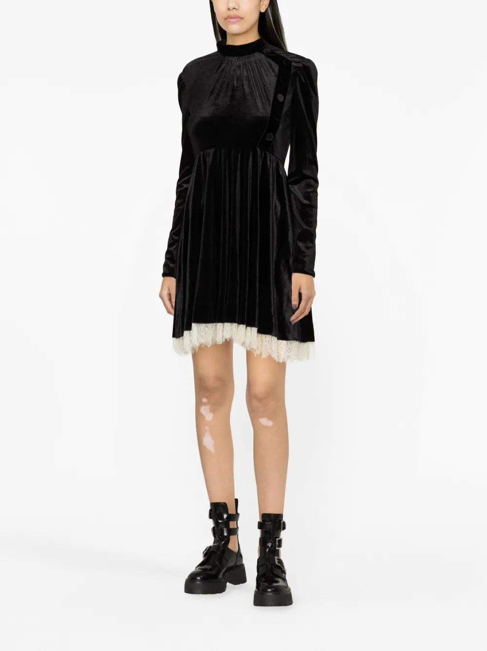 Pleated Velvet Dress