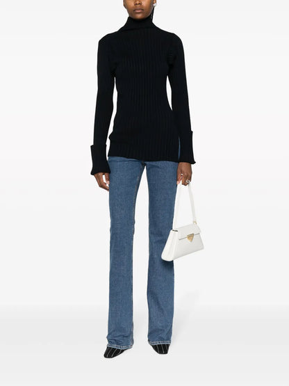 Roll-Neck Side-Slit Top