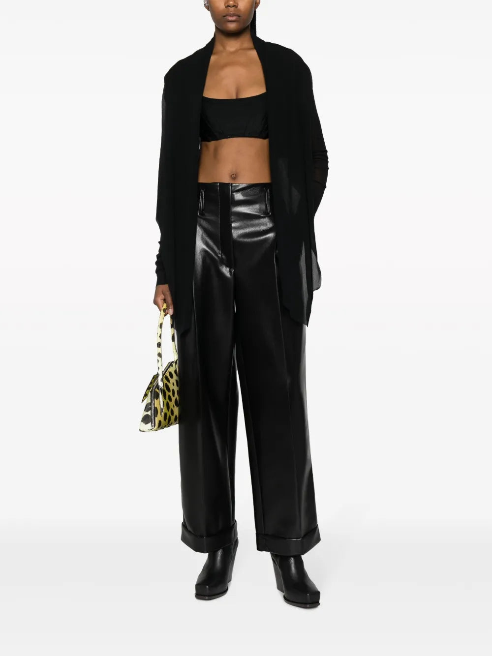 Faux-Leather Straight-Leg Trousers
