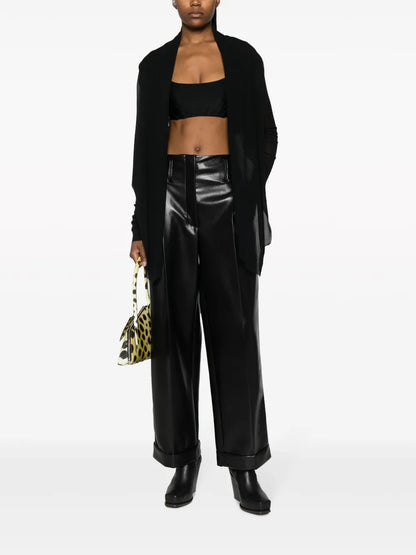 Faux-Leather Straight-Leg Trousers