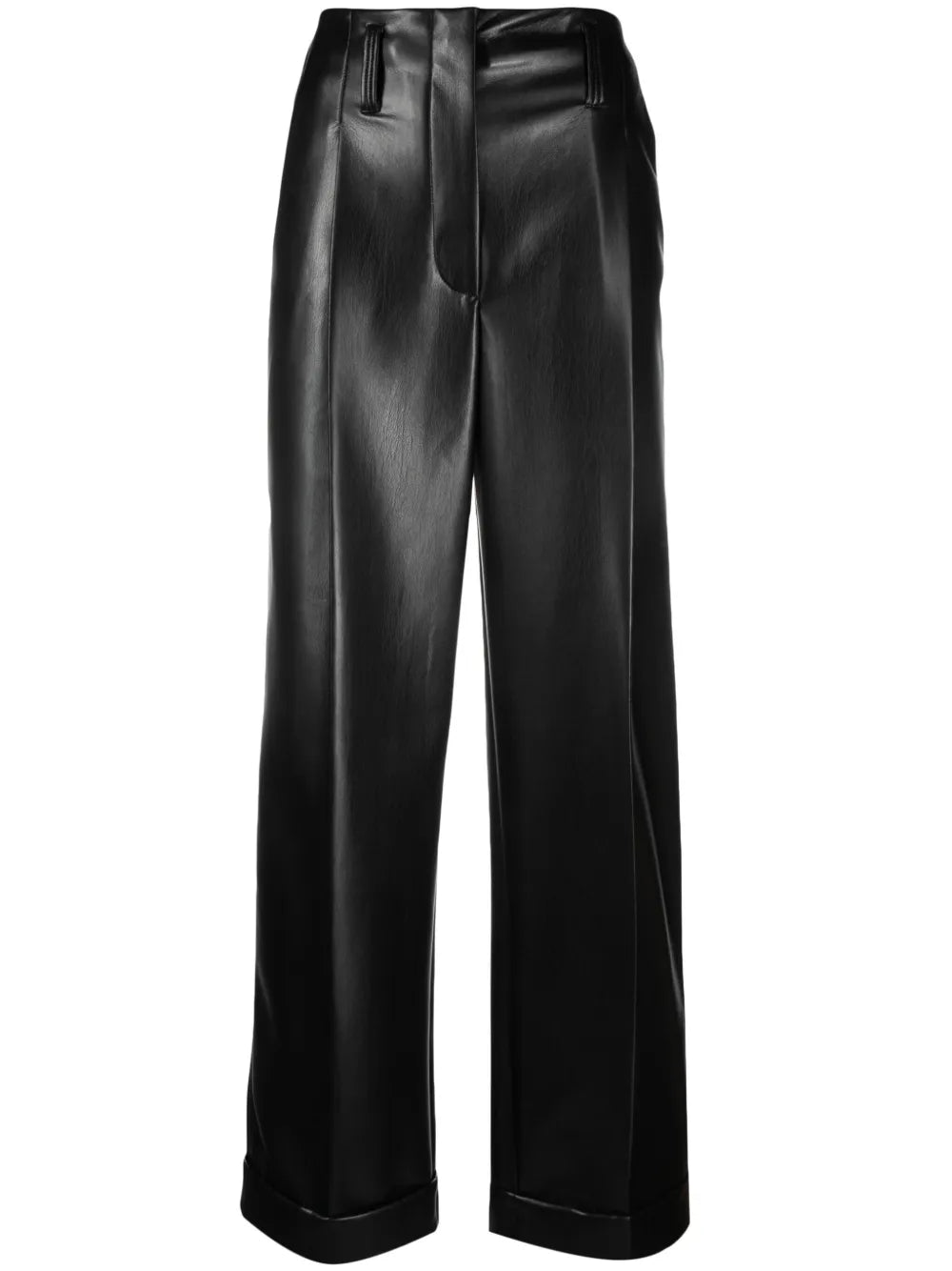 Faux-Leather Straight-Leg Trousers
