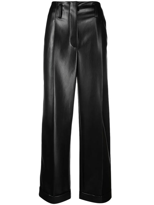 Faux-Leather Straight-Leg Trousers