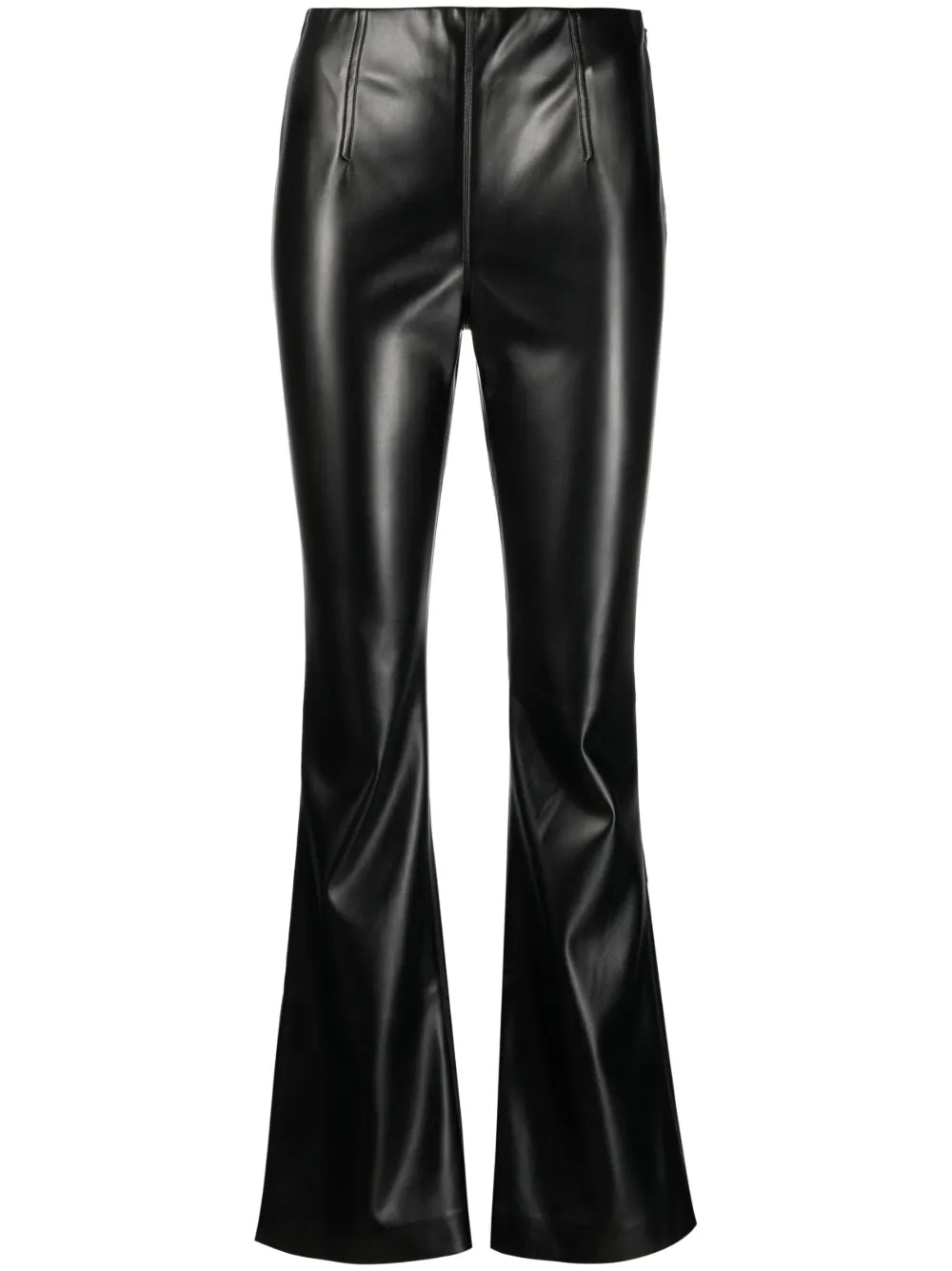 Faux-Leather Flared Trousers