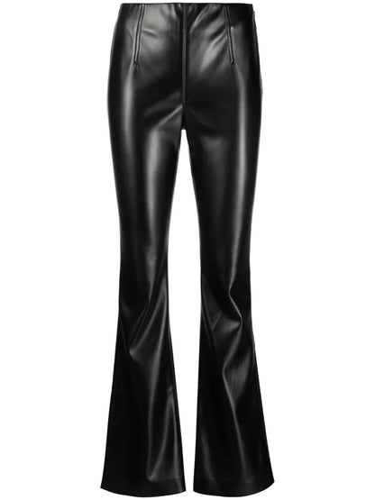 Faux-Leather Flared Trousers