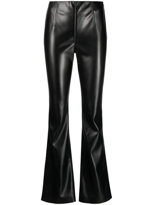 Faux-Leather Flared Trousers
