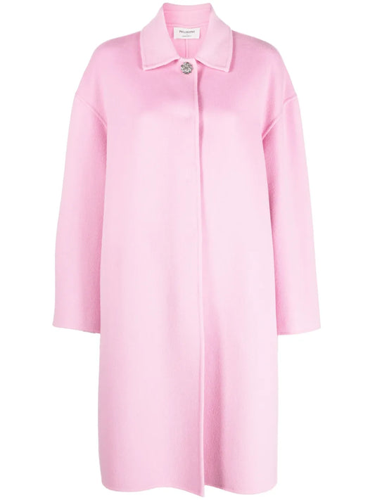 Rhinestone-Button Single-Breasted Coat