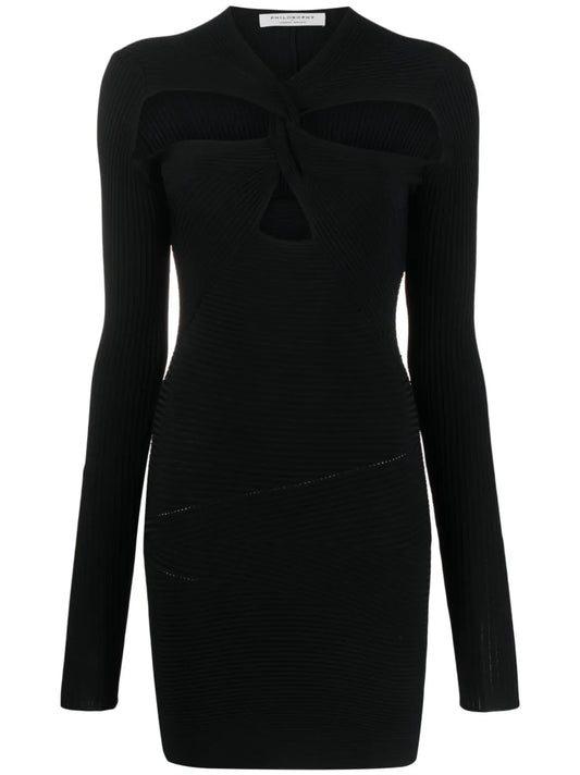 Cut-Out Ribbed Minidress