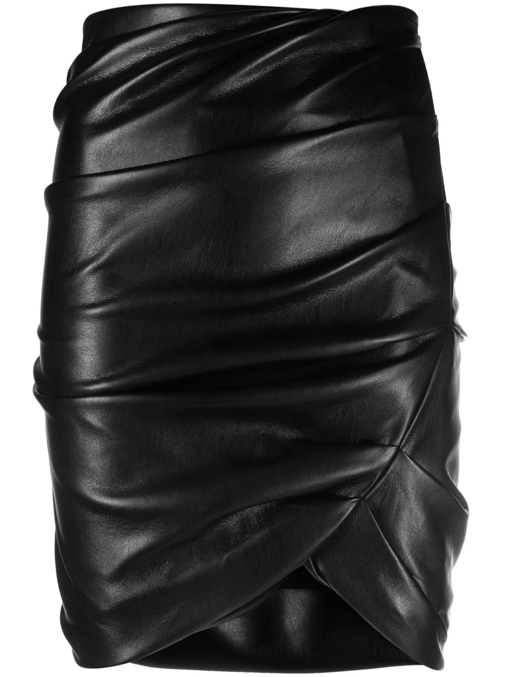 Draped Faux-Leather Miniskirt