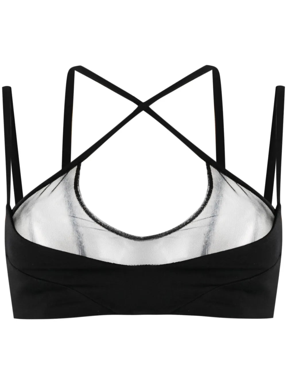 Mesh-Panel Criss-Cross Bralette Top