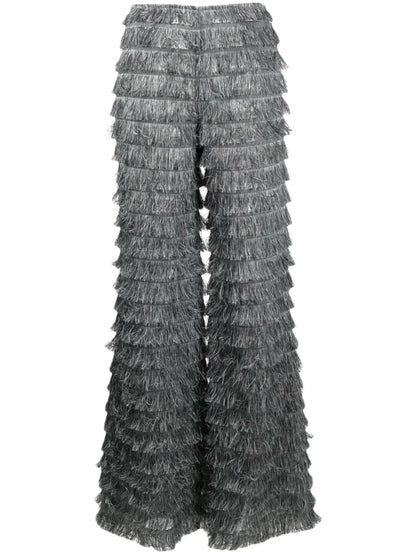 Wide-Leg Fringed Trousers