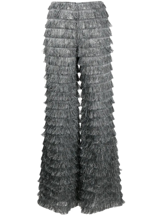 Wide-Leg Fringed Trousers