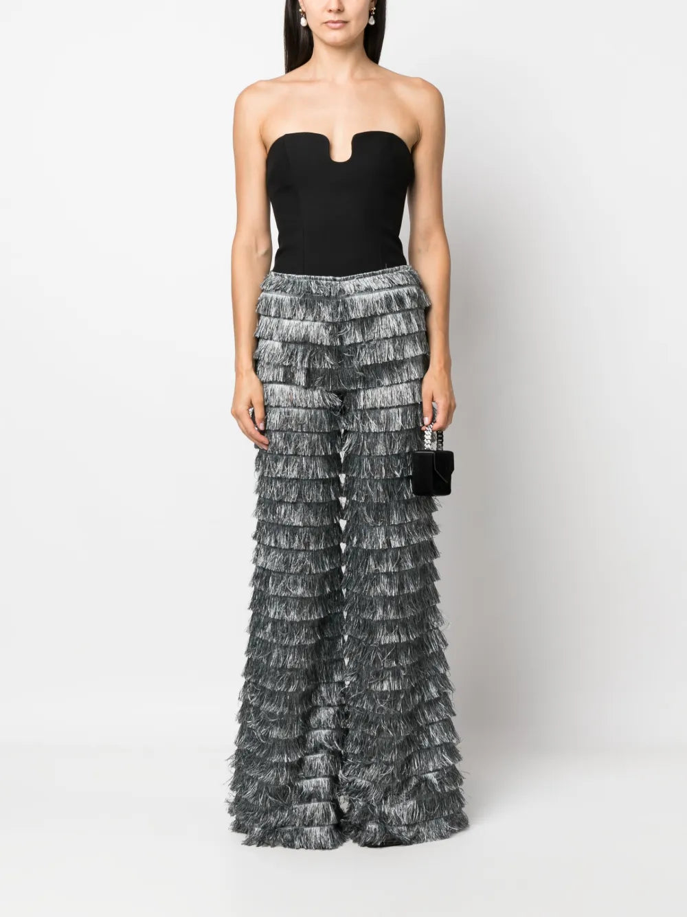Wide-Leg Fringed Trousers