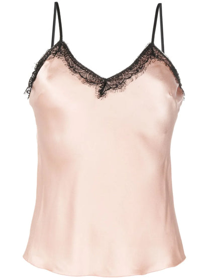 Lace-Trim Satin Blouse
