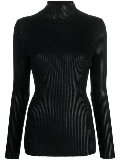 High-Neck Ribbed-Knit Jumper