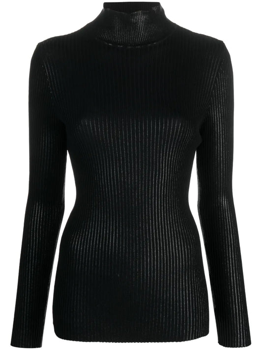 High-Neck Ribbed-Knit Jumper