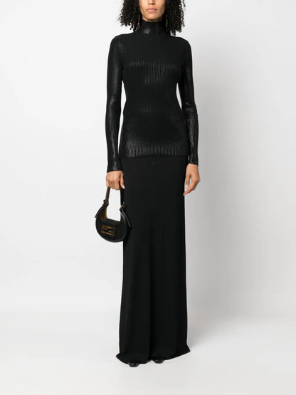 High-Neck Ribbed-Knit Jumper