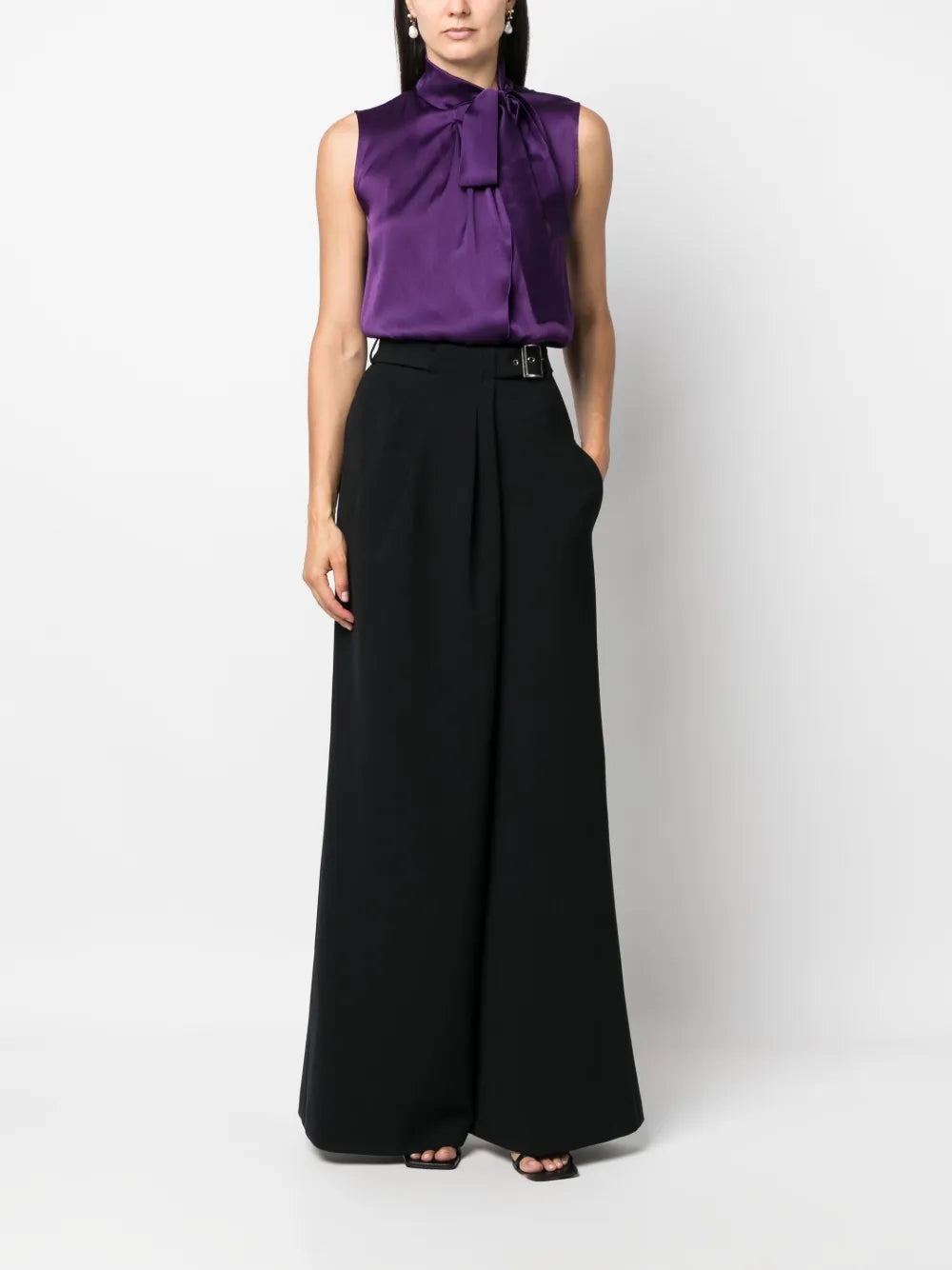 Wide-Leg Belted Trousers