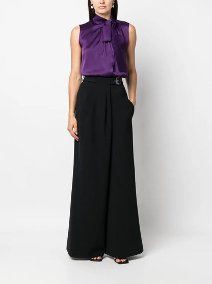 Wide-Leg Belted Trousers