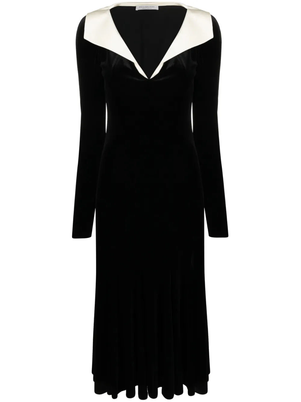 Long-Sleeve Velvet Midi Dress