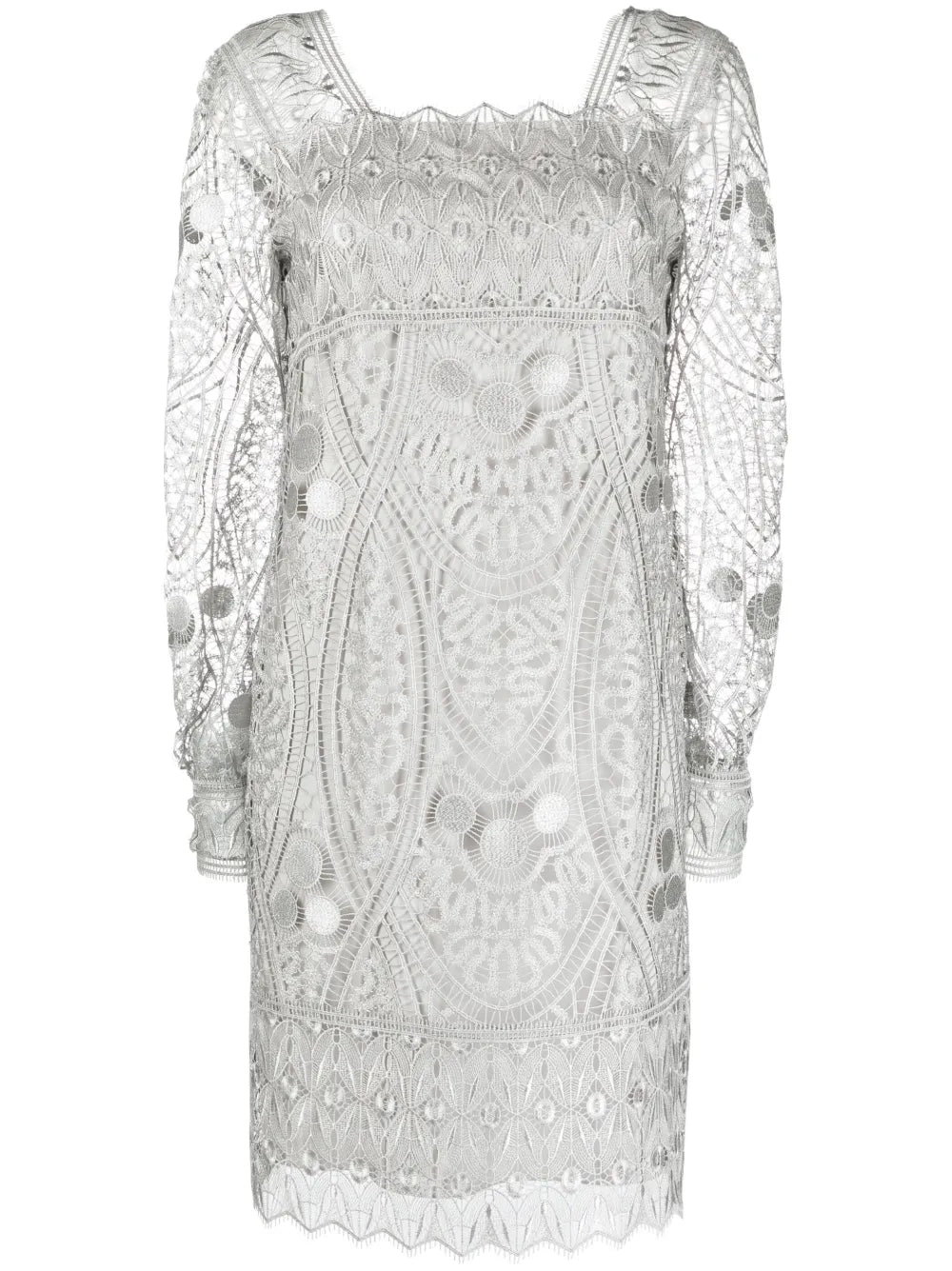 Long-Sleeve Macramé-Lace Minidress