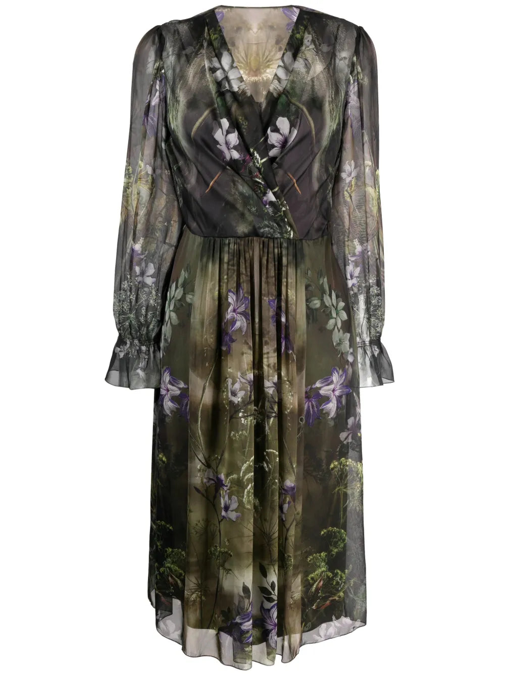 Floral-Print Silk Midi Dress