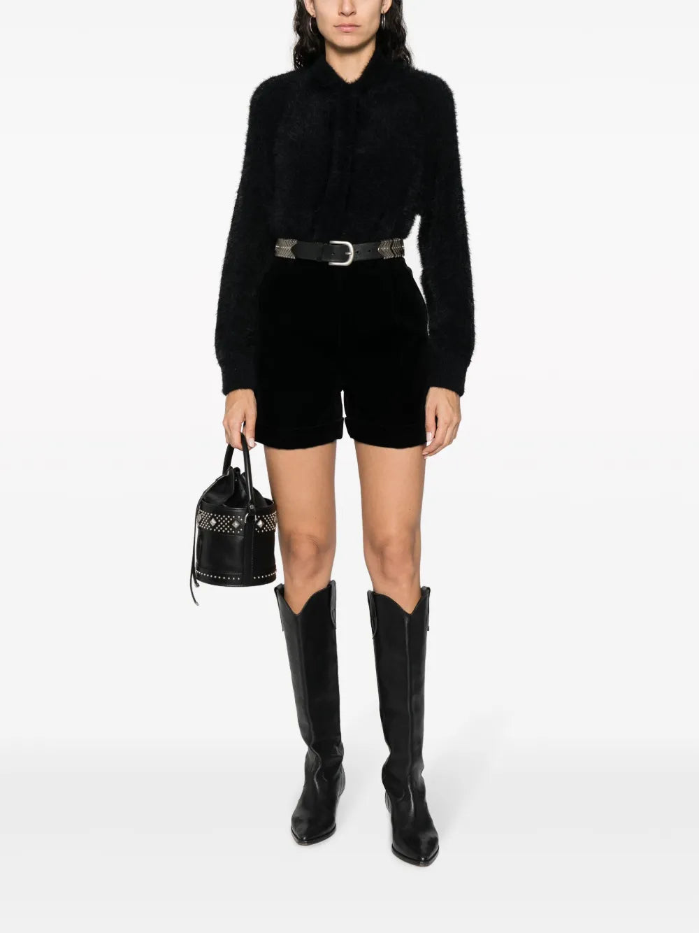 Brushed-Effect Press-Stud Cardigan
