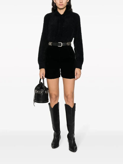 Brushed-Effect Press-Stud Cardigan