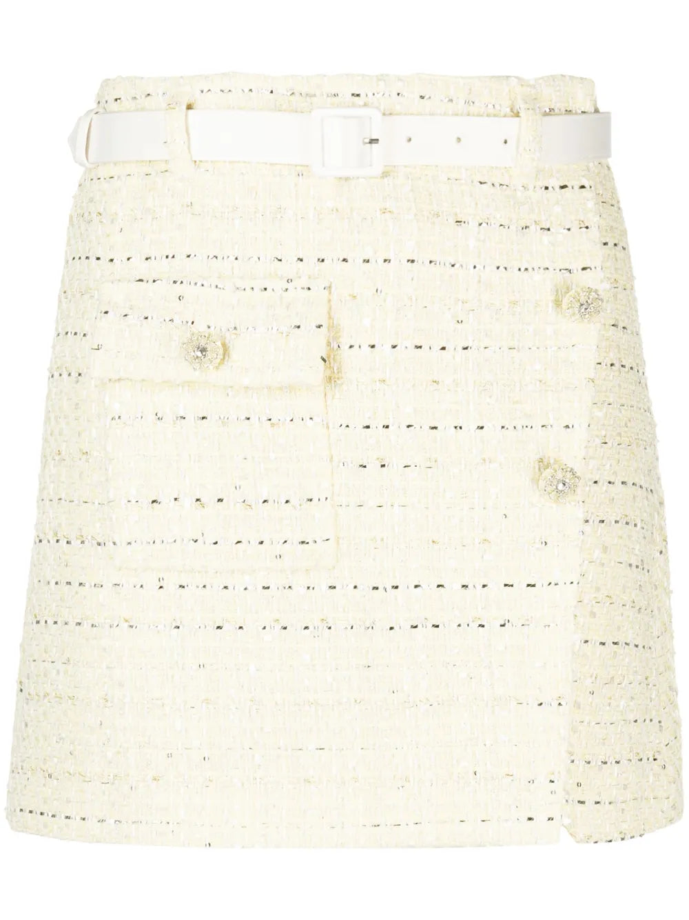 Belted Bouclé Miniskirt