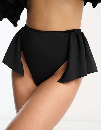 Frill Hem High Leg Bikini Bottom