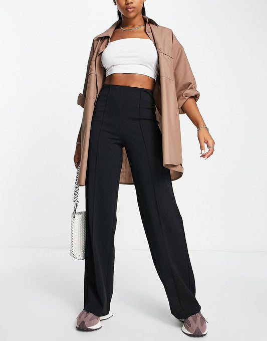 Pleat Front Wide Leg Trousers