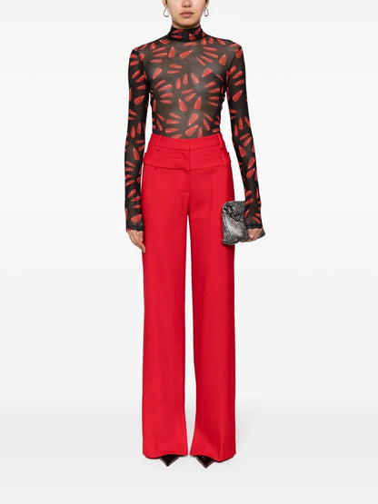 Graphic-Print Sheer Bodysuit