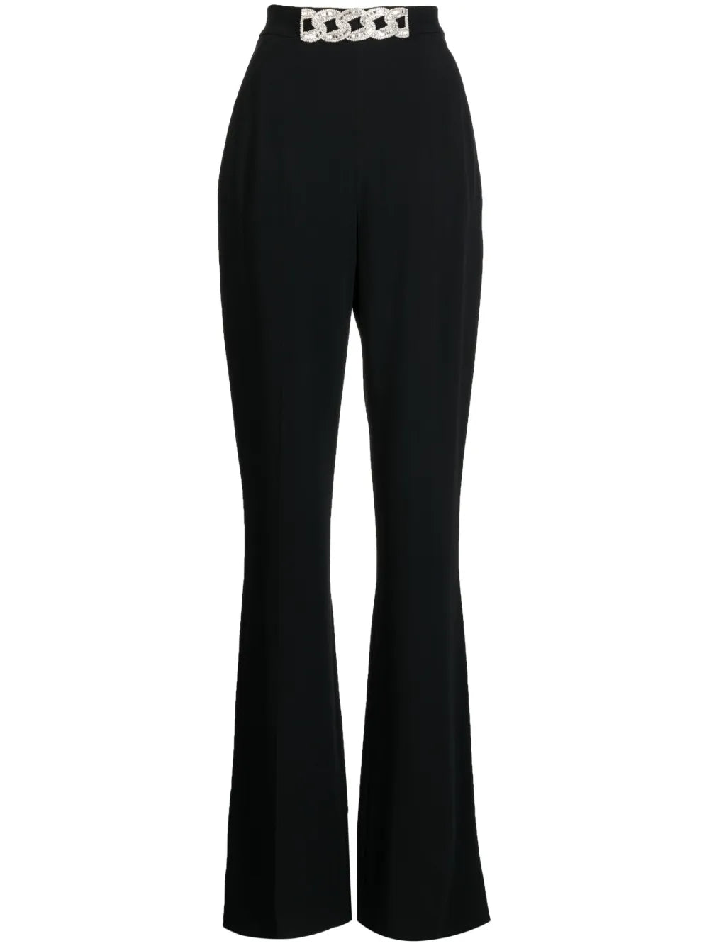 Chain-Detail High-Waisted Flared Trousers