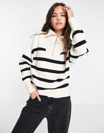 Stripe Zip Through Jumper