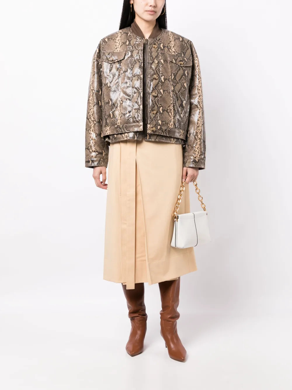 Wells Snakeskin-Print Bomber Jacket