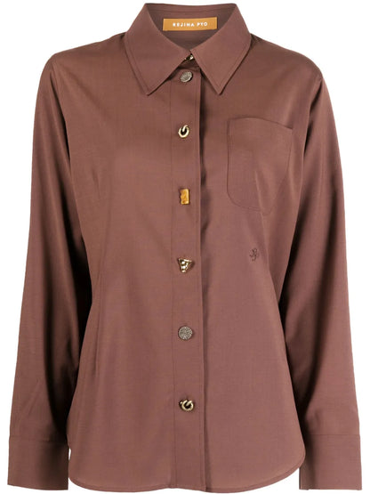 Long-Sleeve Button-Fastening Shirt