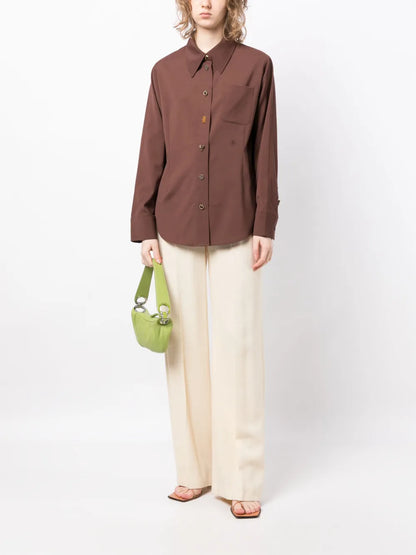 Long-Sleeve Button-Fastening Shirt