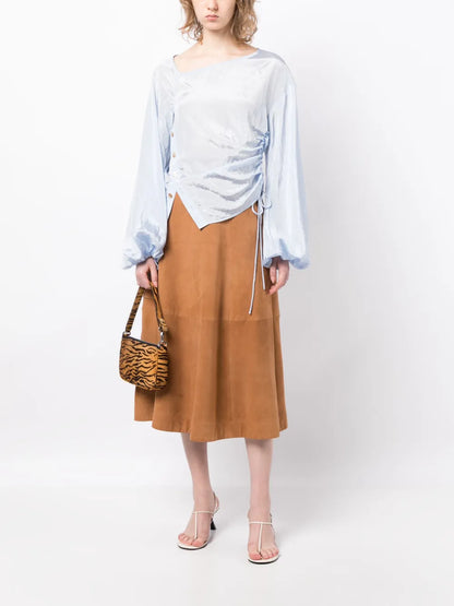 Gathered-Detail Long-Sleeve Top