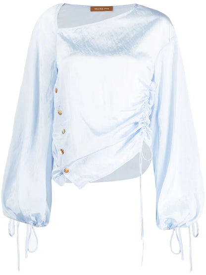 Gathered-Detail Long-Sleeve Top